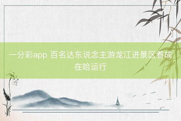 一分彩app 百名达东说念主游龙江进景区看成在哈运行